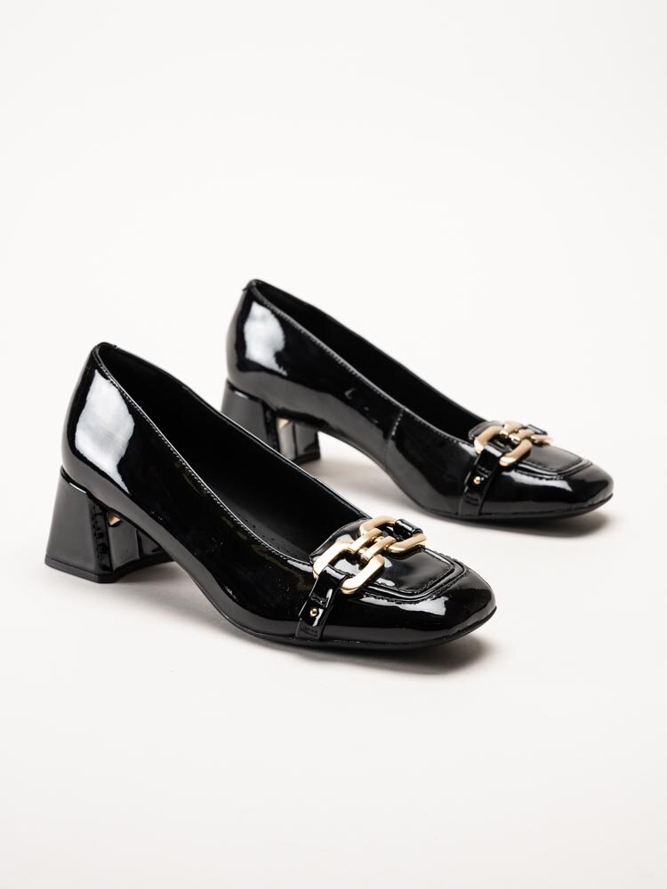 Clarks - Nyta45 Court D - Svarta pumps i lackskinn