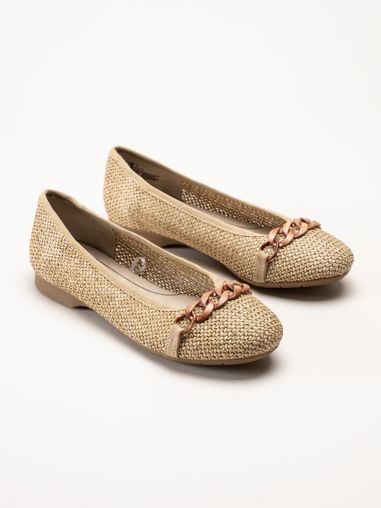 Jana - Beige ballerina i textil