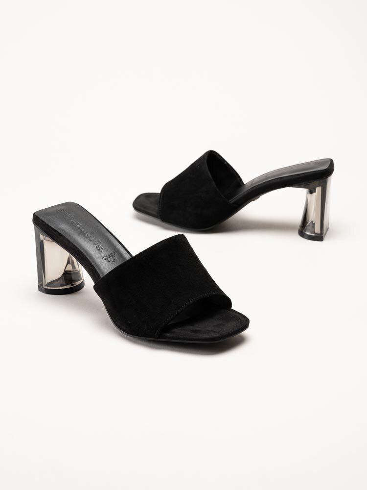 Tamaris - Svarta slip in sandaletter i mocka