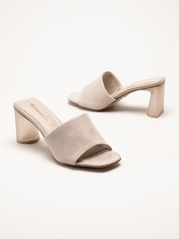 Tamaris - Beige slip in sandaletter i mocka