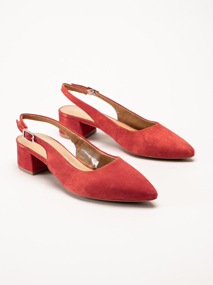 Tamaris - Röda slingback pumps i mocka
