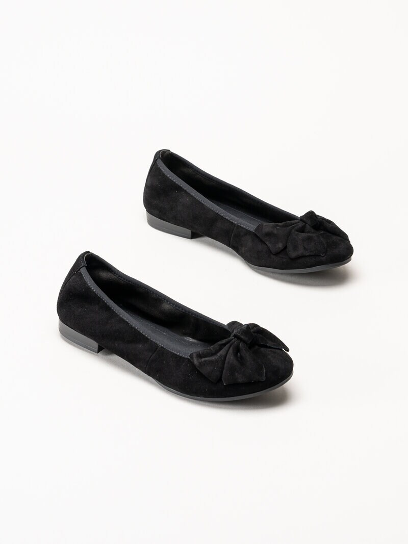 Tamaris - Svarta ballerinaskor i mocka
