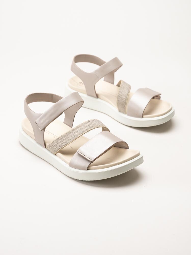 Ecco - Ecco Flowt - Ljusrosa metallic sandaler i skinn