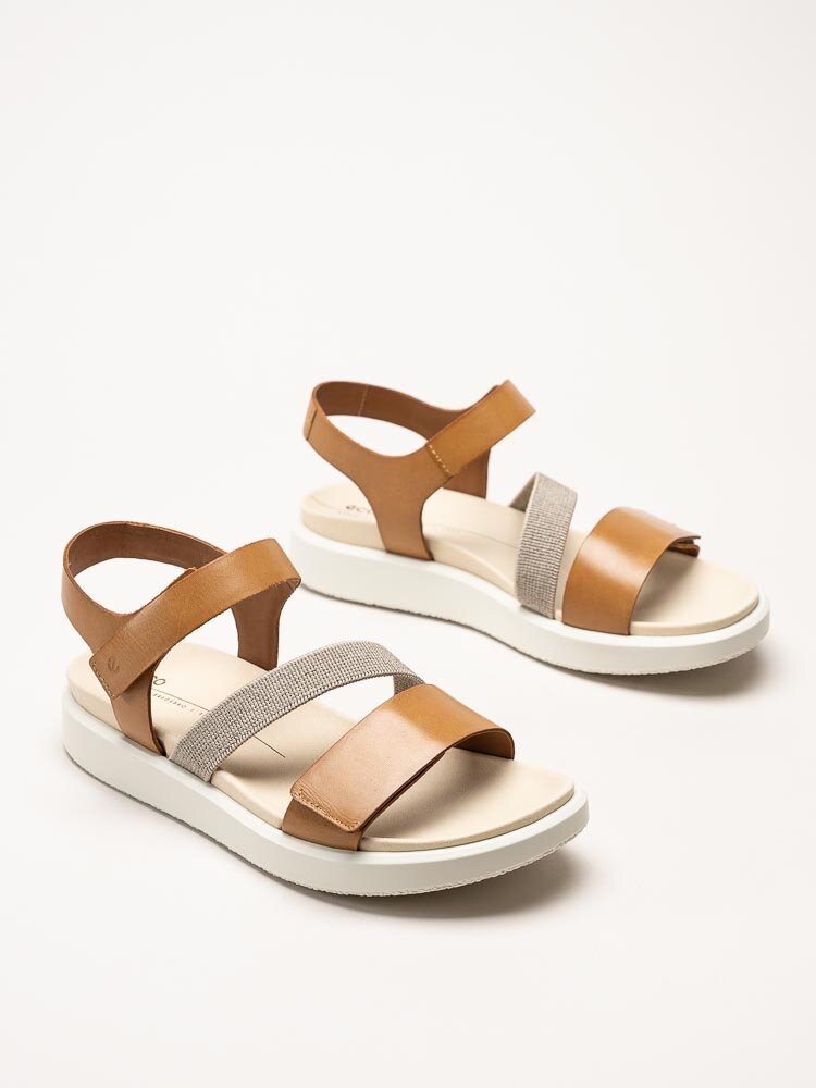 Ecco - Flowt 2-Strap - Ljusbruna sandaler i skinn
