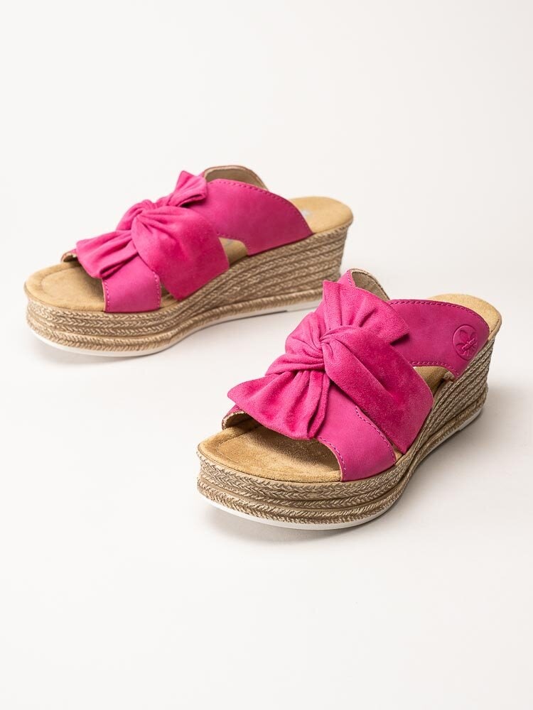 Rieker - Rosa slip in sandaletter med rosett