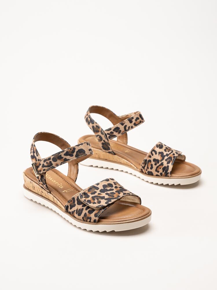 Tamaris - Kilklackade sandaletter i leopard