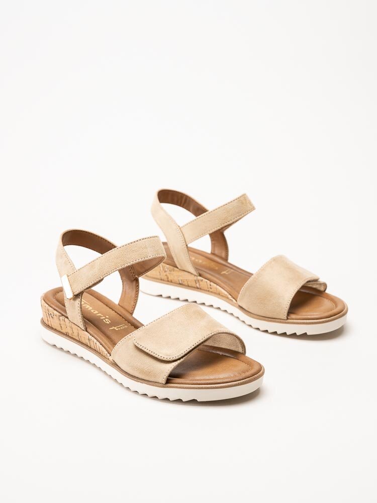 Tamaris - Beige kilklackade sandaletter