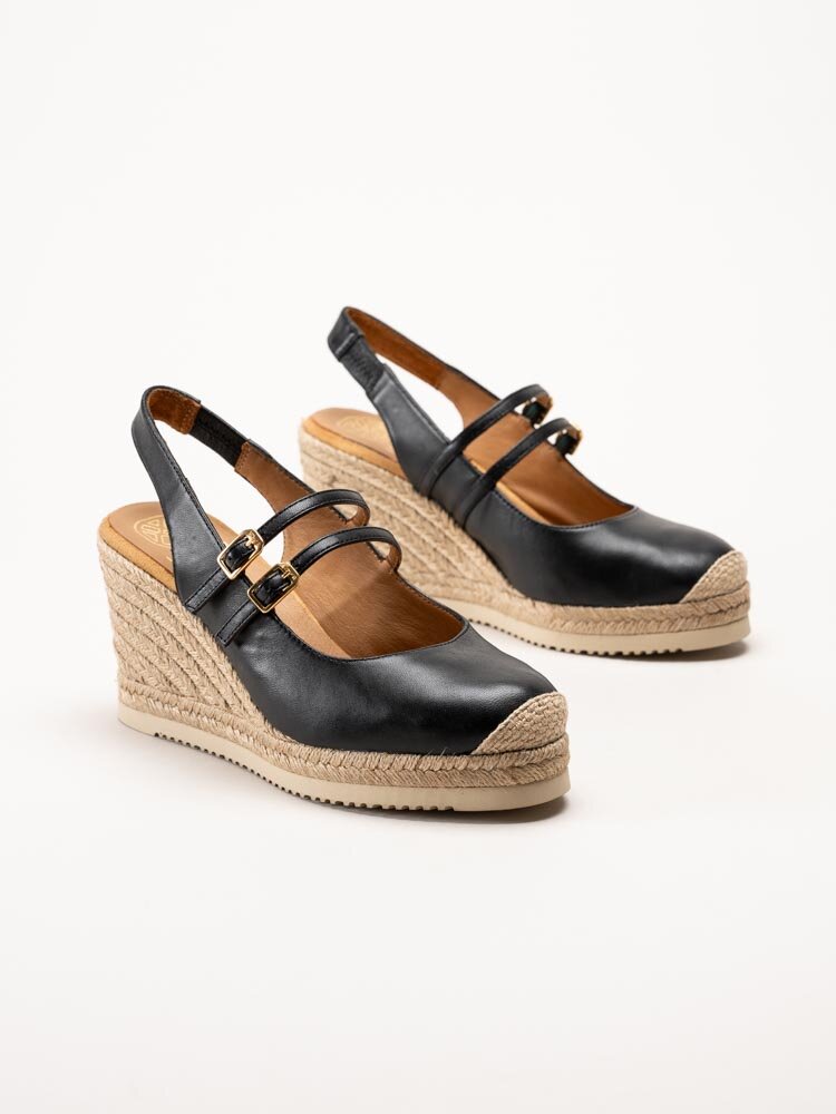Unisa - Cueta7 - Svarta kilklackade espadrillos i skinn