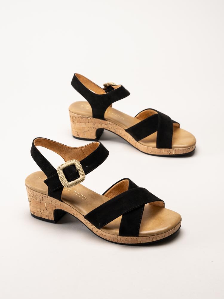 Marco Tozzi - Svarta sandaletter med klack