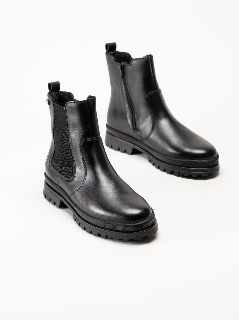 Rieker - Svarta fodrade boots med broddar