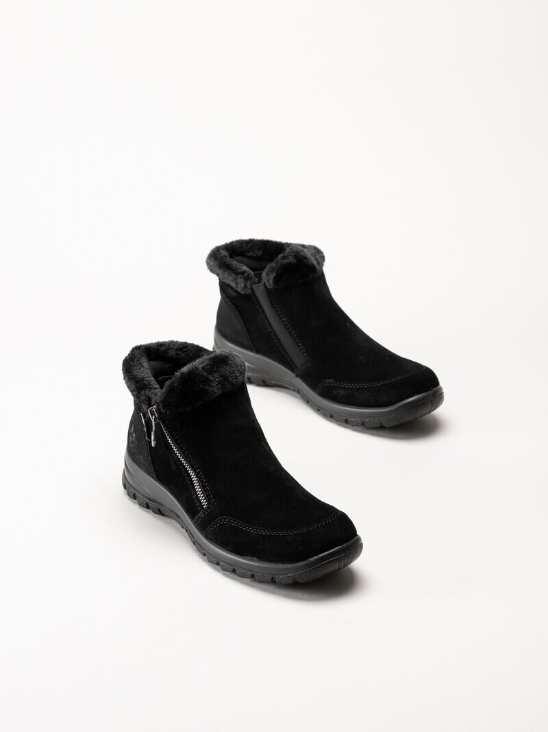Rieker - Svarta fodrade boots i mocka