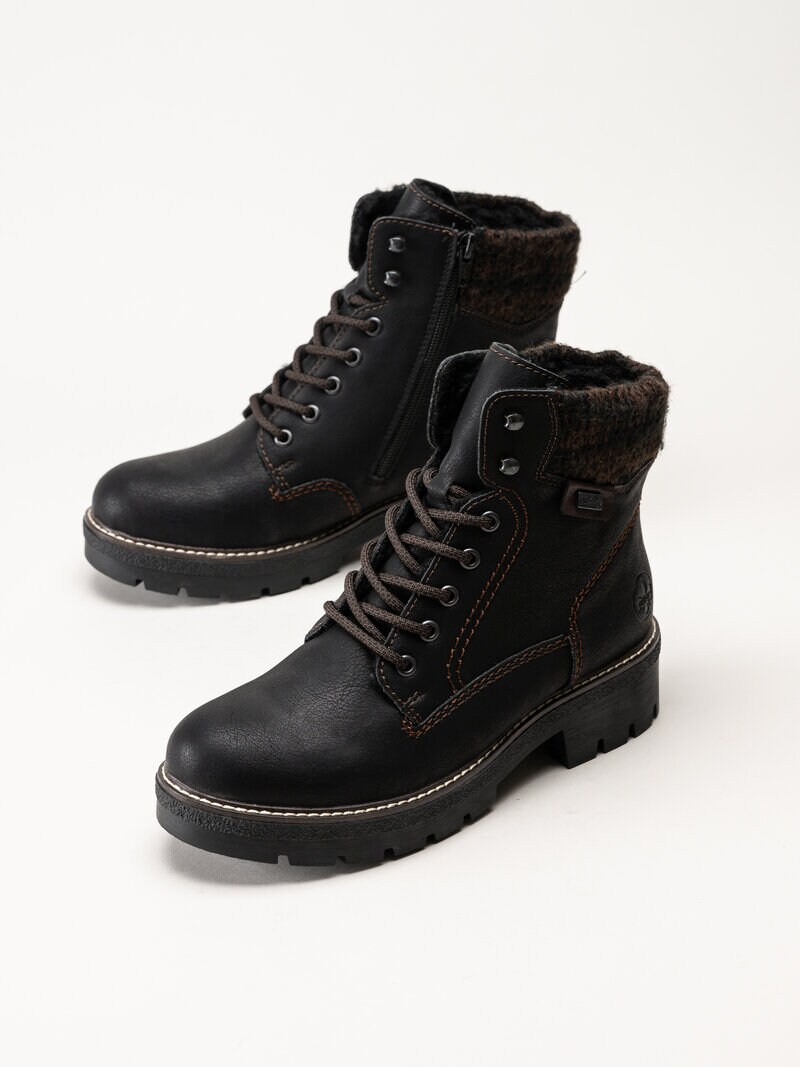 Rieker - Svarta fodrade kängor