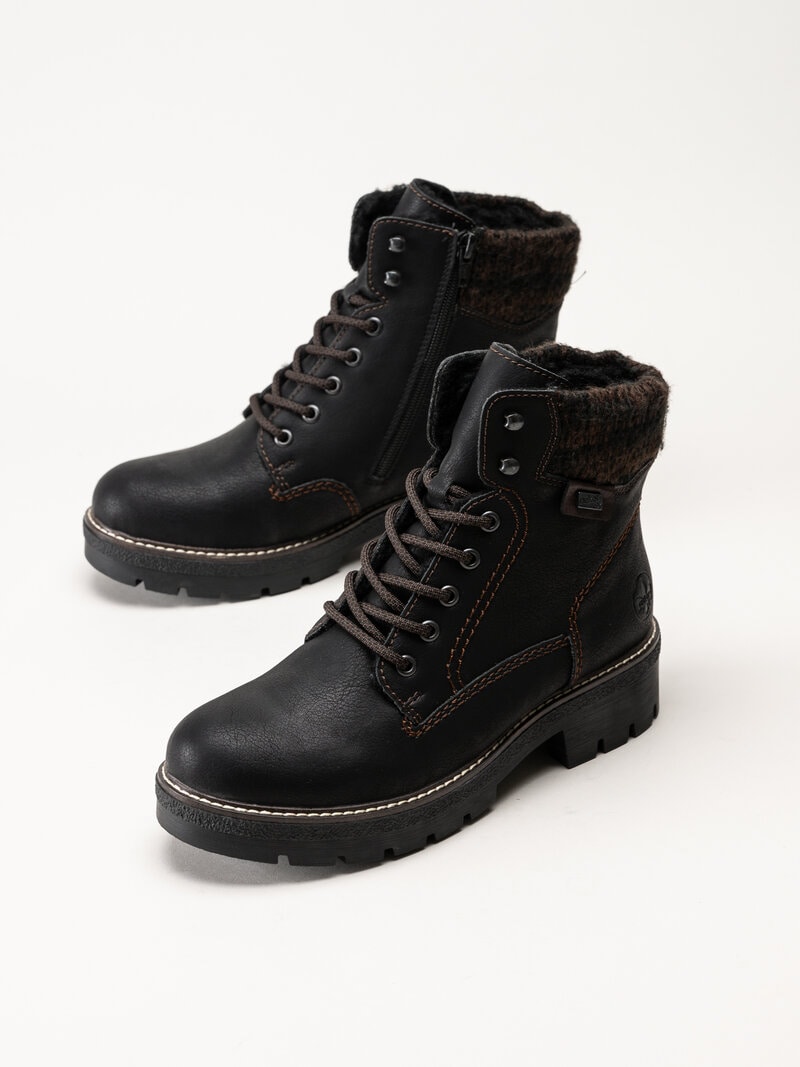 Rieker - Svarta fodrade kängor