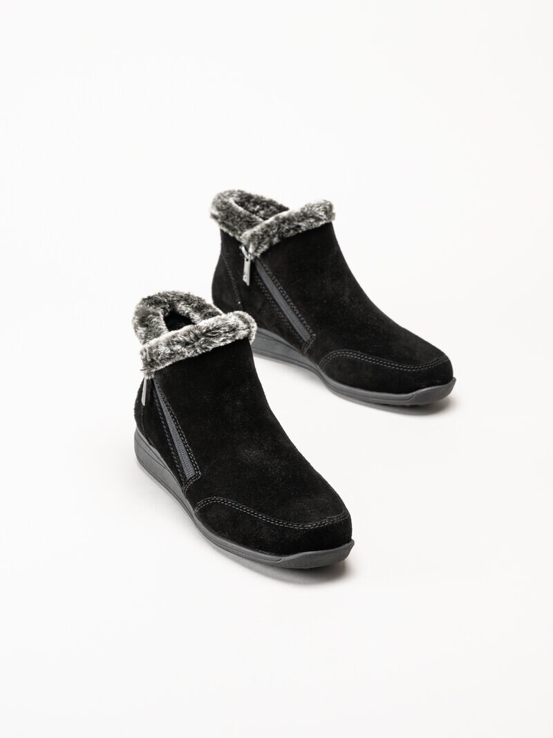 Rieker - Svarta fodrade boots i mocka