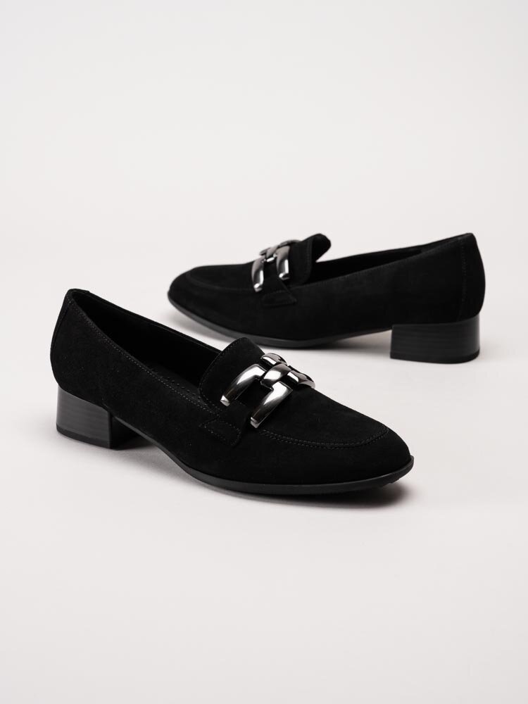 Gabor - Svarta loafers i mocka