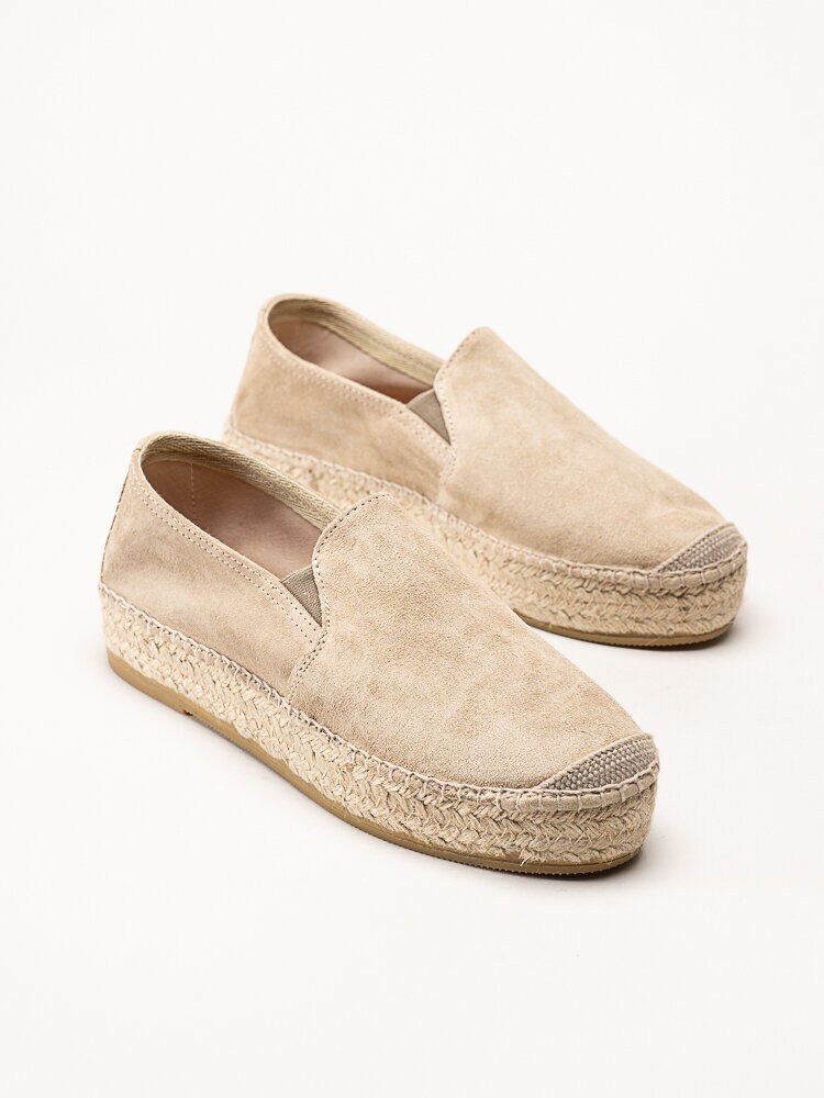 Duffy - Beige espadrillos i mocka