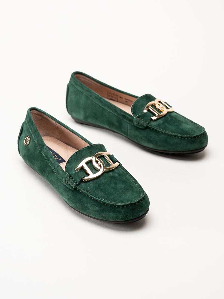 Novita - Parma Royal - Mörkgröna loafers i mocka