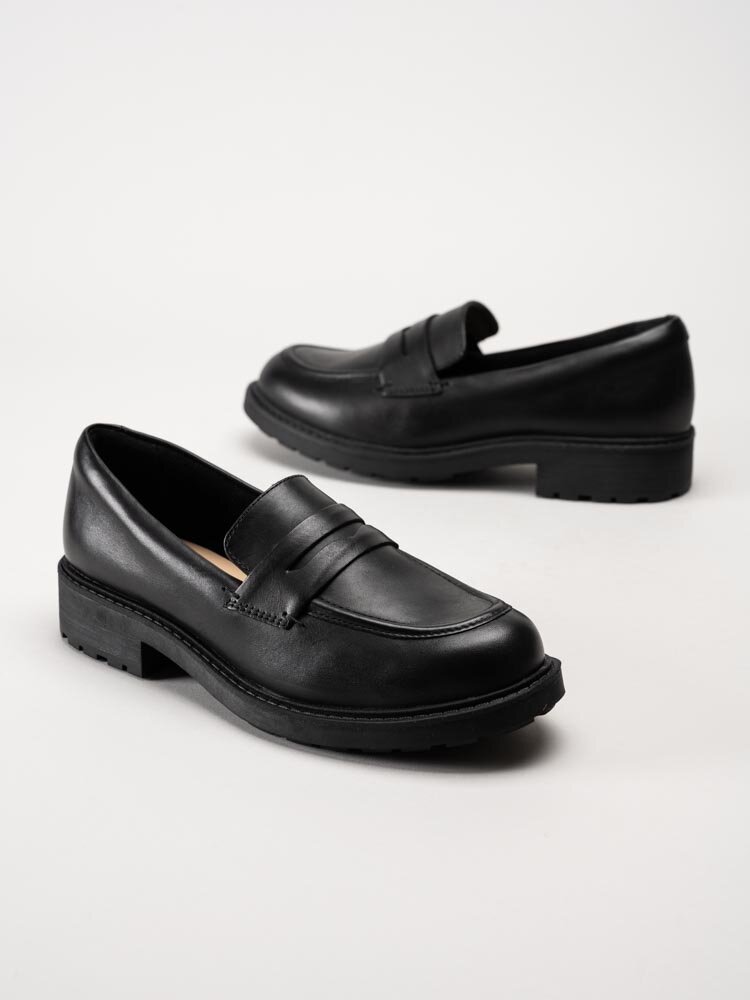Clarks - Orinoco2 Penny D - Svarta klassiska loafers i skinn