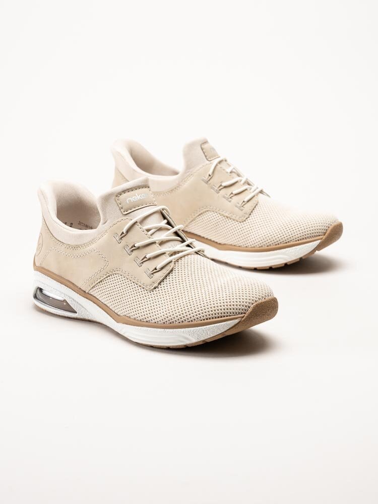 Rieker - Beige slip on skor i textil