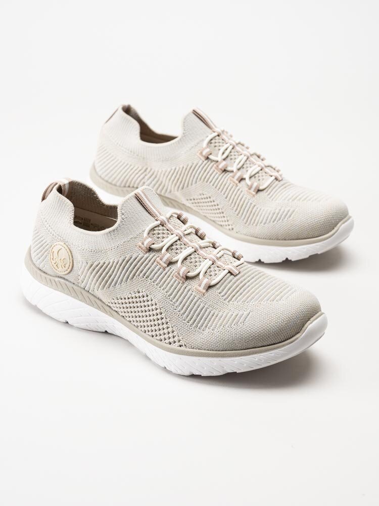 Rieker - Beige slip on skor i textil