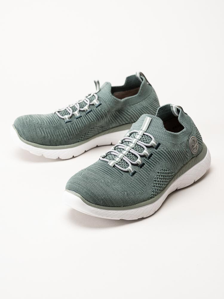 Rieker - Gröna slip on skor i textil