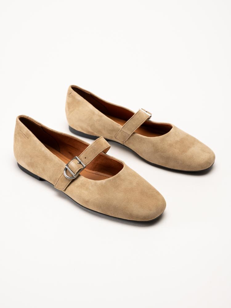 Vagabond - Jolin - Beige ballerinaskor i mocka med sleif
