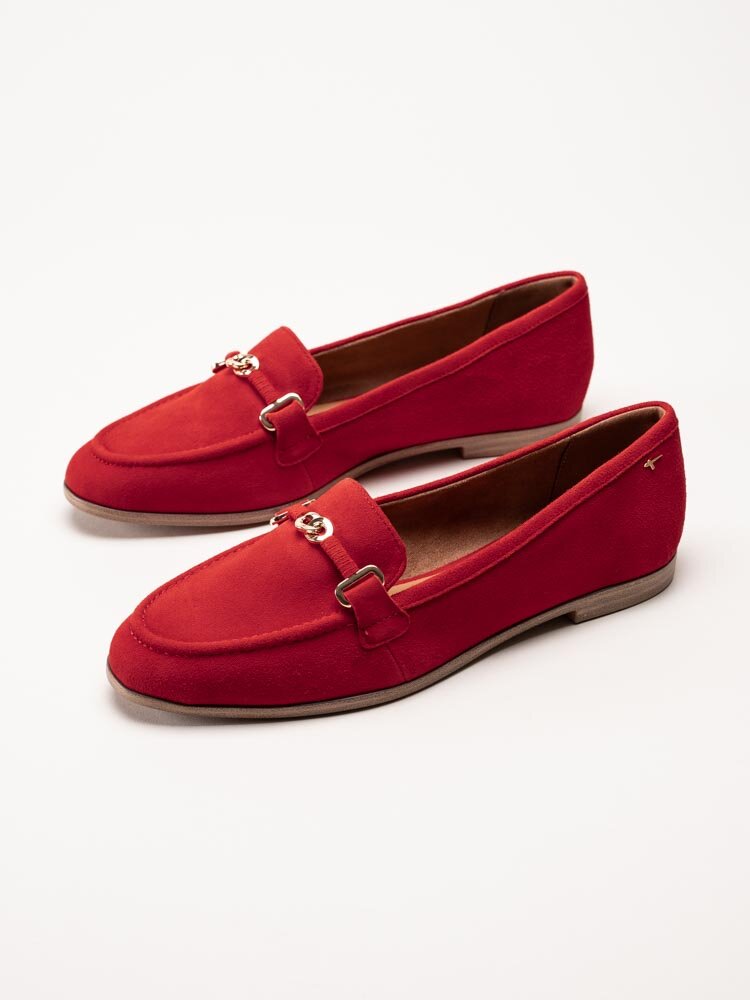 Tamaris - Röda loafers i mocka