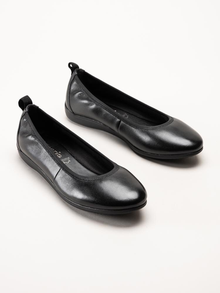 Tamaris - Svarta ballerina i skinn