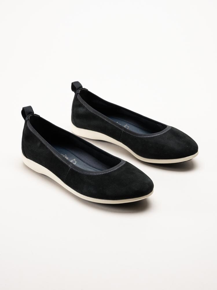 Tamaris - Mörkblå ballerinaskor i mocka