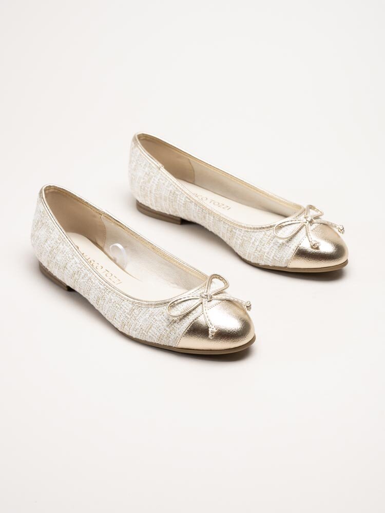 Marco Tozzi - Guldiga ballerinaskor i tweed