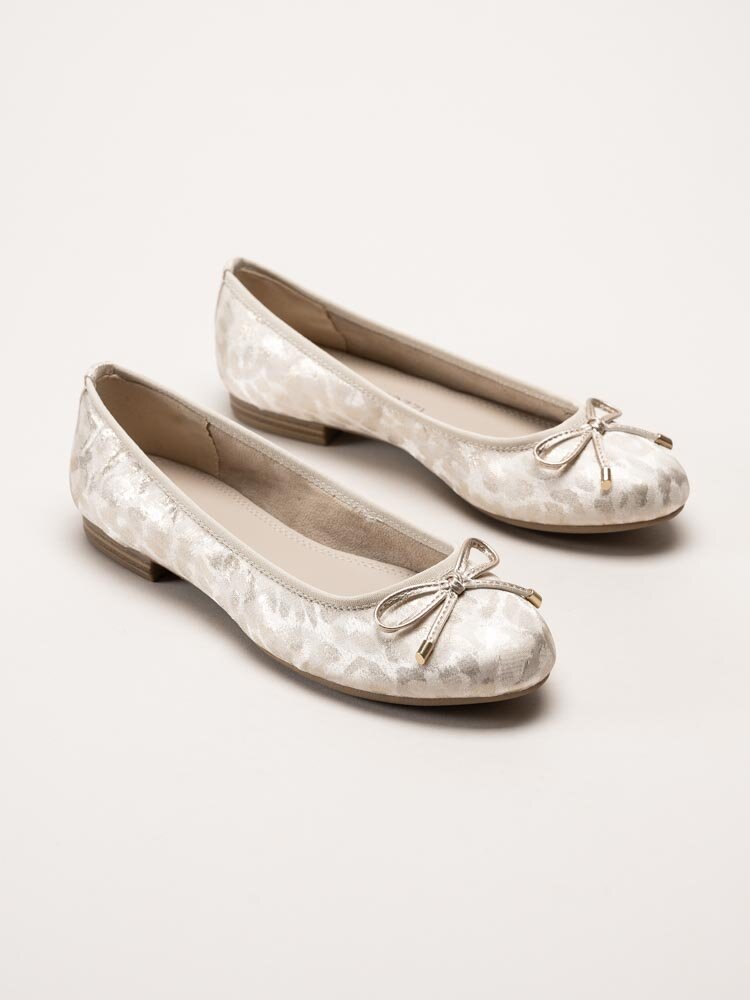 Marco Tozzi - Ljusbeige ballerina med guldskimmer