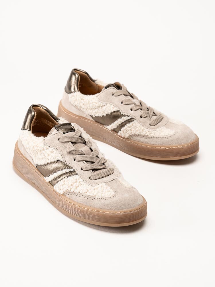 Gabor - Beige sneakers i mocka och teddy