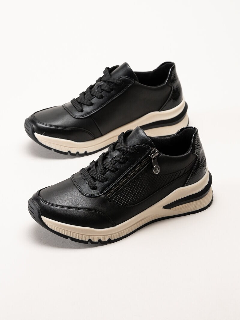Rieker - Svarta promenadsneakers i skinn