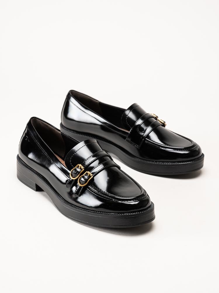 Tamaris - Svarta loafers i polidosyntet