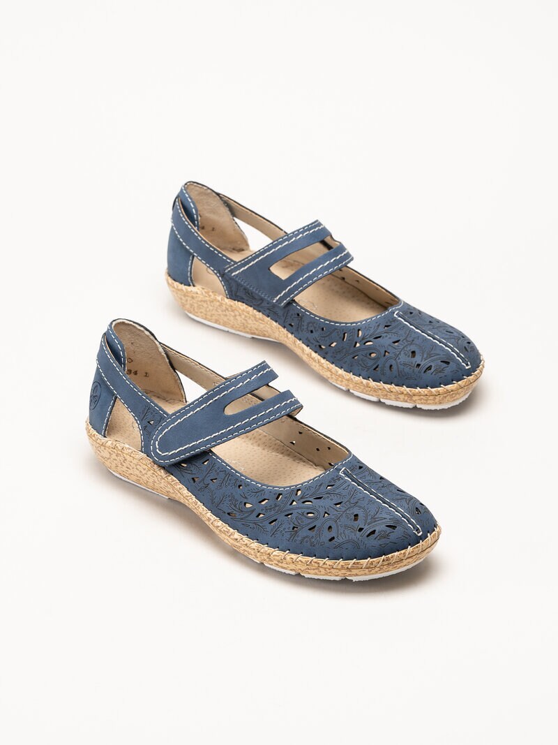 Rieker - Blå ballerinaskor med sleif