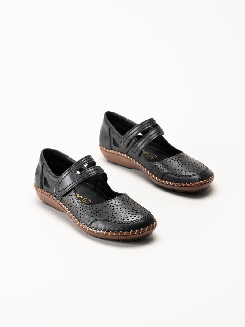 Rieker - Svarta ballerinaskor med sleif