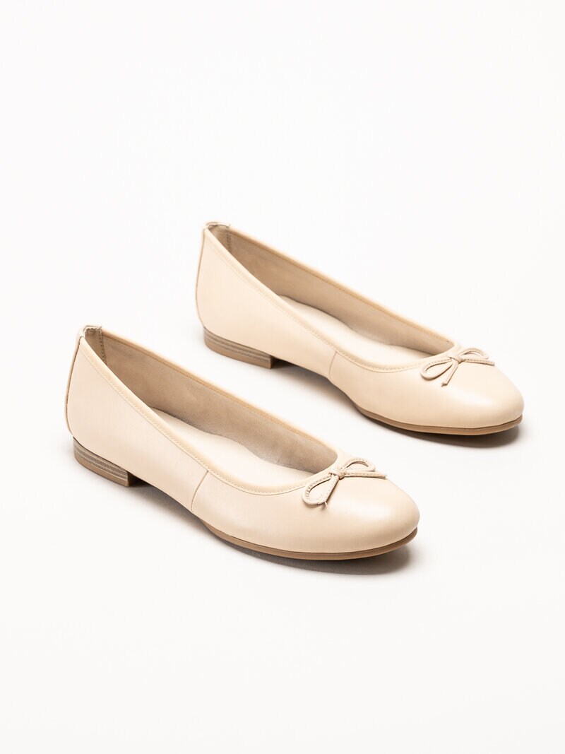 Tamaris - Beige ballerinaskor i skinn