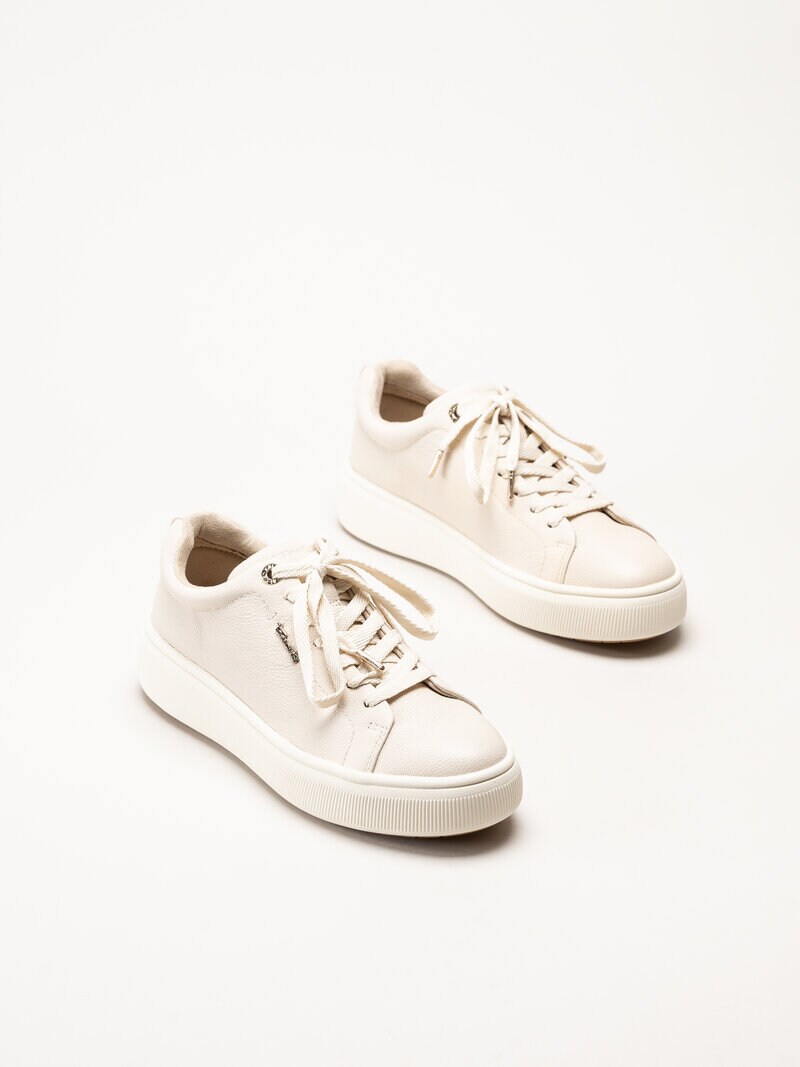 Tamaris - Beige sneakers i skinn