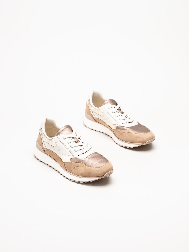 Caprice - Beige sneakers i skinn