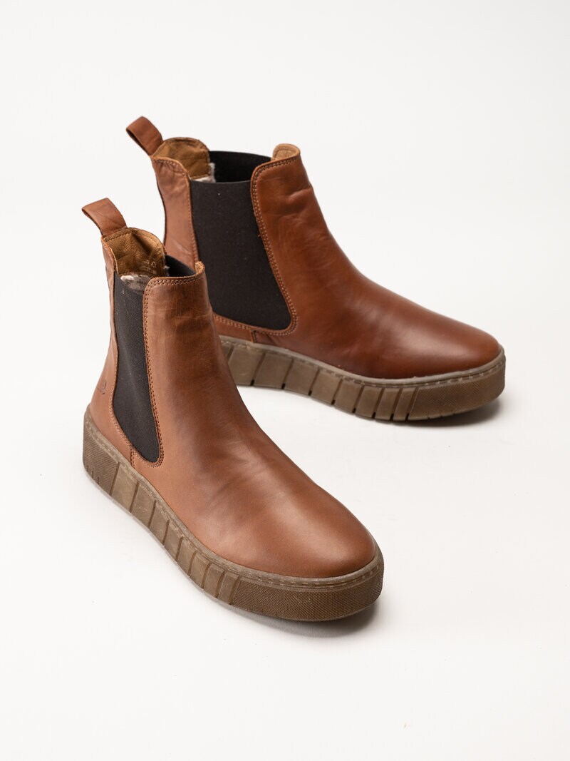 Rosa Negra - Bruna fodrade chelsea boots i skinn