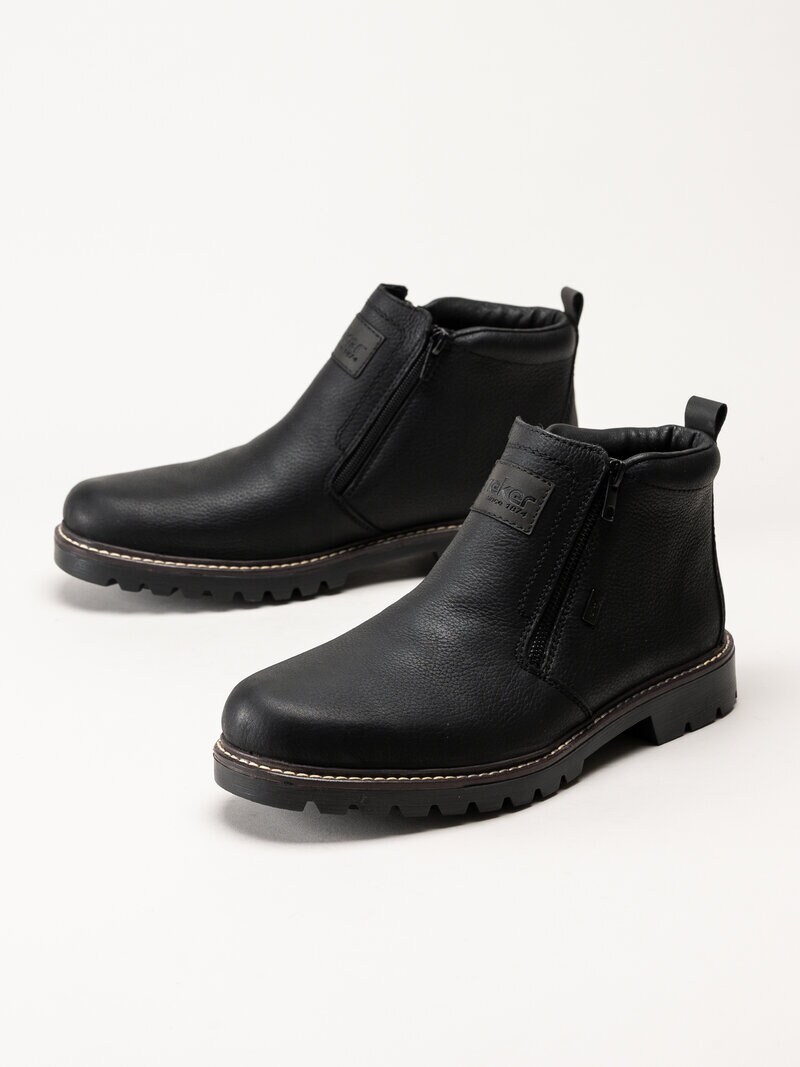 Rieker - Svarta fodrade boots i skinn