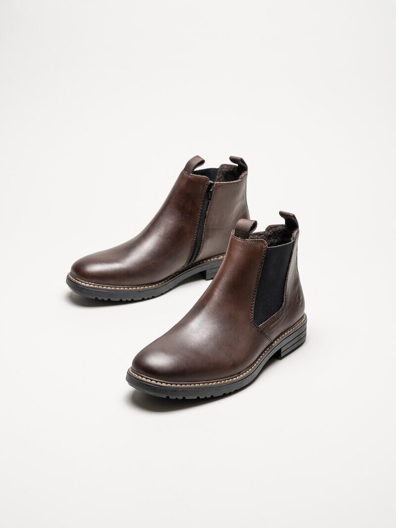 Rieker - Mörkbruna chelsea boots i skinn