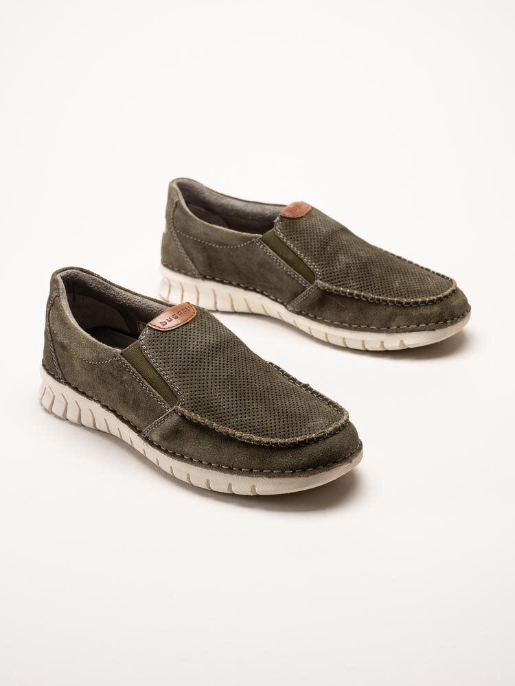 Bugatti - Gröna slip on skor i mocka