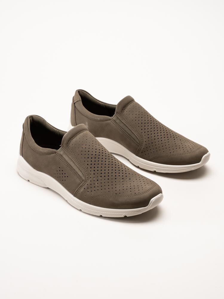 Ecco - Irving Perf Slip On - Gröna slip on promenadskor