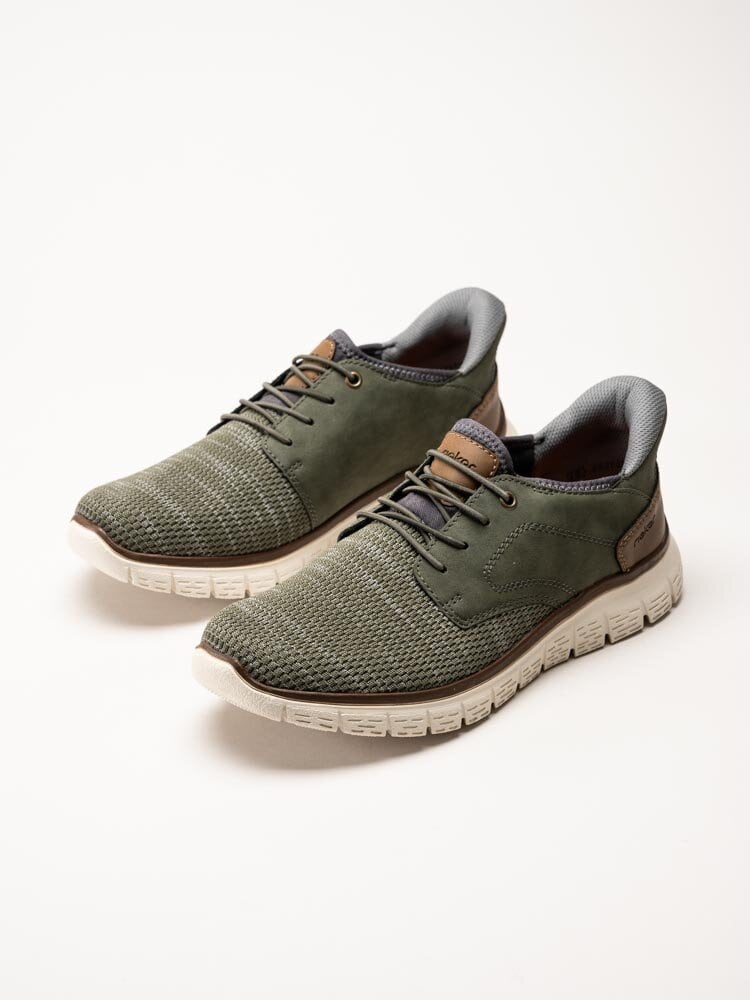 Rieker - Gröna slip on skor i textil