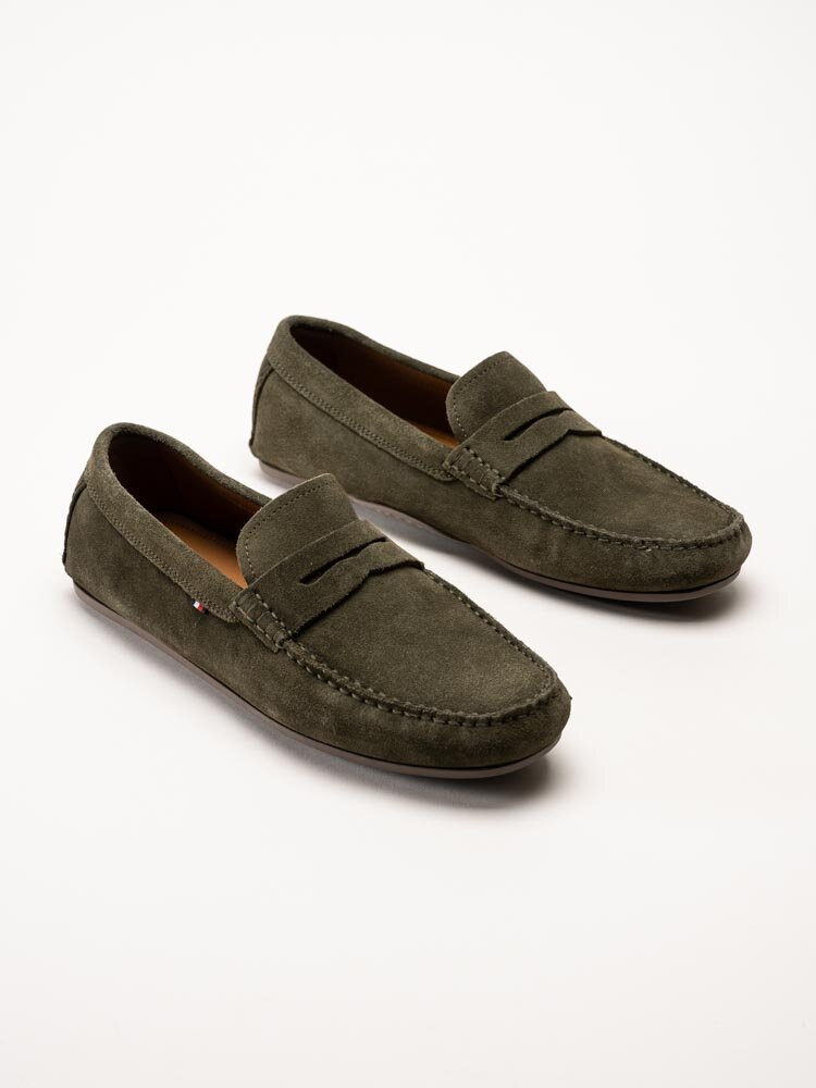 Tommy Hilfiger - Casual Hilfiger Suede Driver - Gröna loafers i mocka
