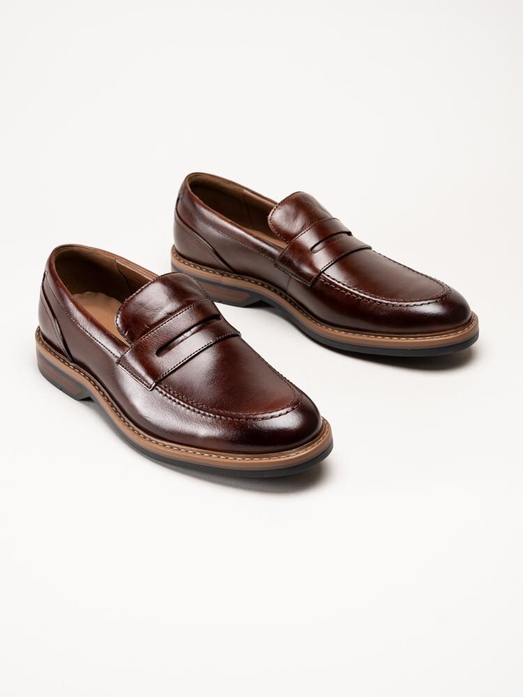 Clarks - Aldwin Step G - Bruna loafers i skinn