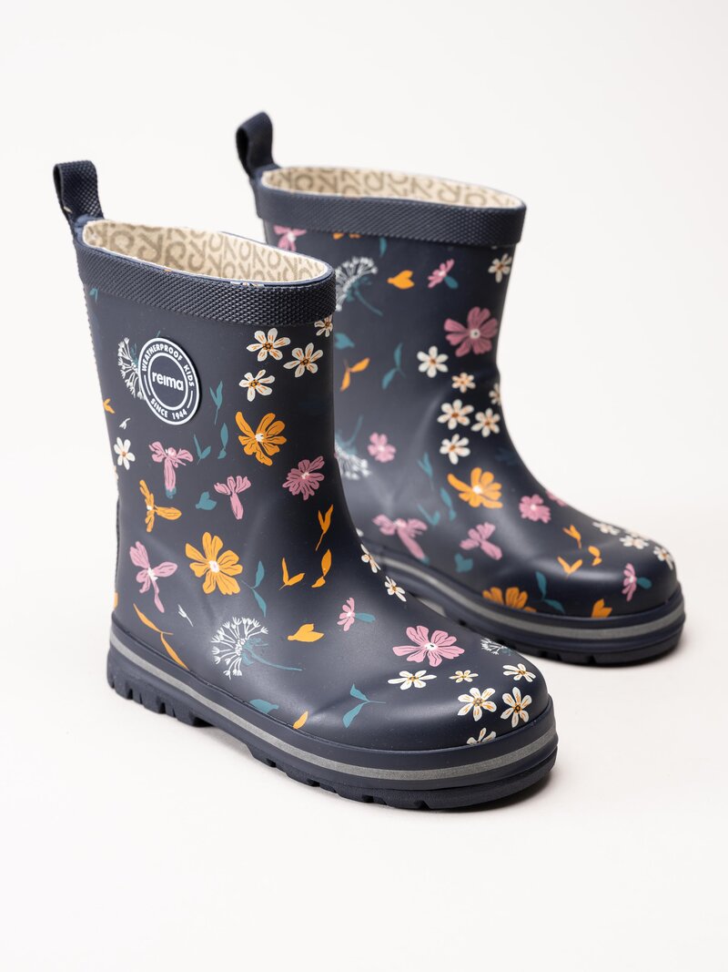 Reima - Taika 2.0 - Svarta gummistövlar med blommotiv