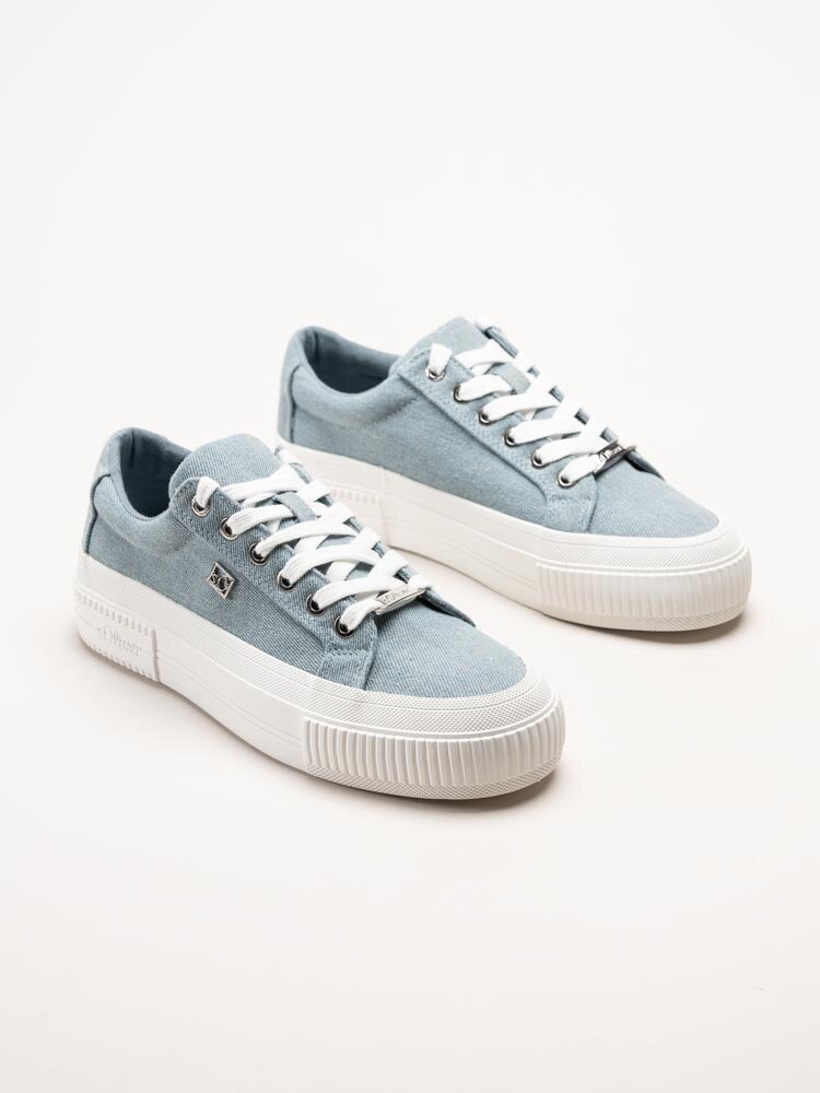 S.Oliver - Blå platåsneakers i textil