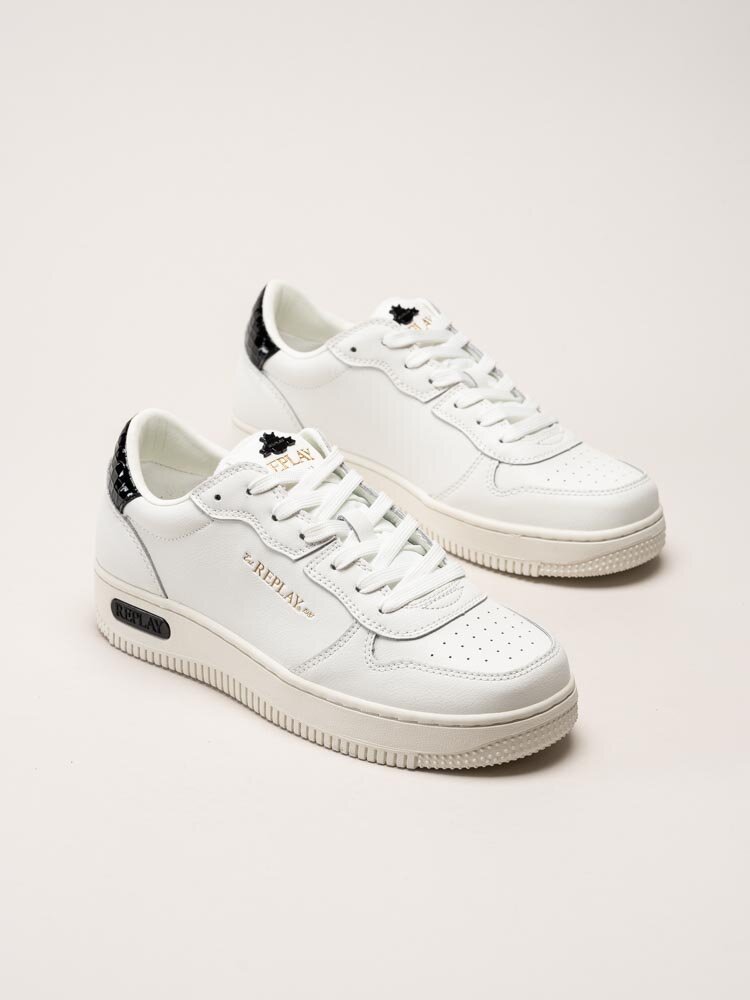 Replay - Epic Block W - Vita sneakers i skinn med fina detaljer i svart